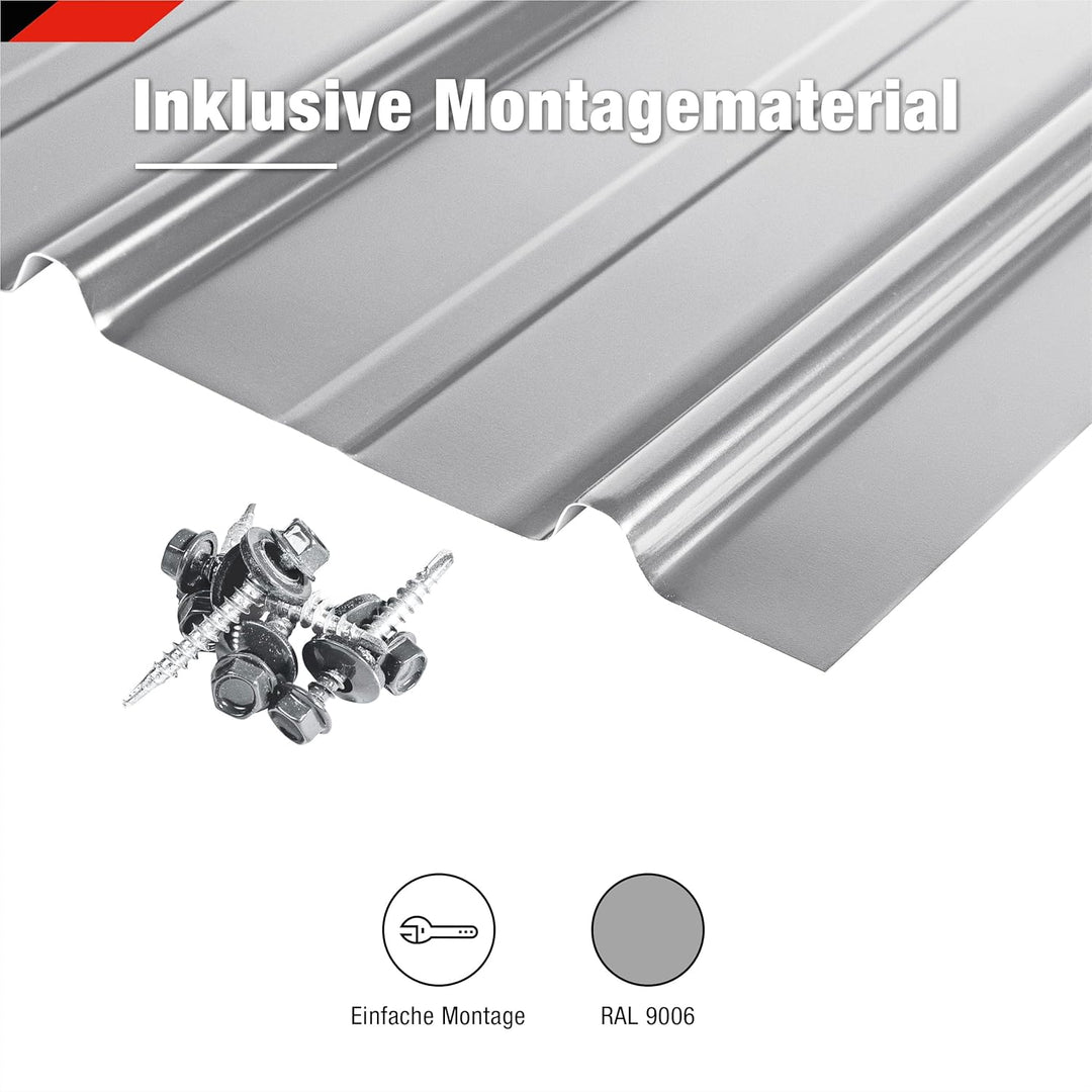 SMART Cover Set H12 Plus, 12 x Trapez-Abdeckblech 125 x 45 cm 6,75 m² Stärke 0,35 mm inkl. Schrauben