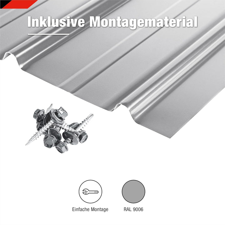 SMART Cover Set H12 Plus, 12 x Trapez-Abdeckblech 125 x 45 cm 6,75 m² Stärke 0,35 mm inkl. Schrauben
