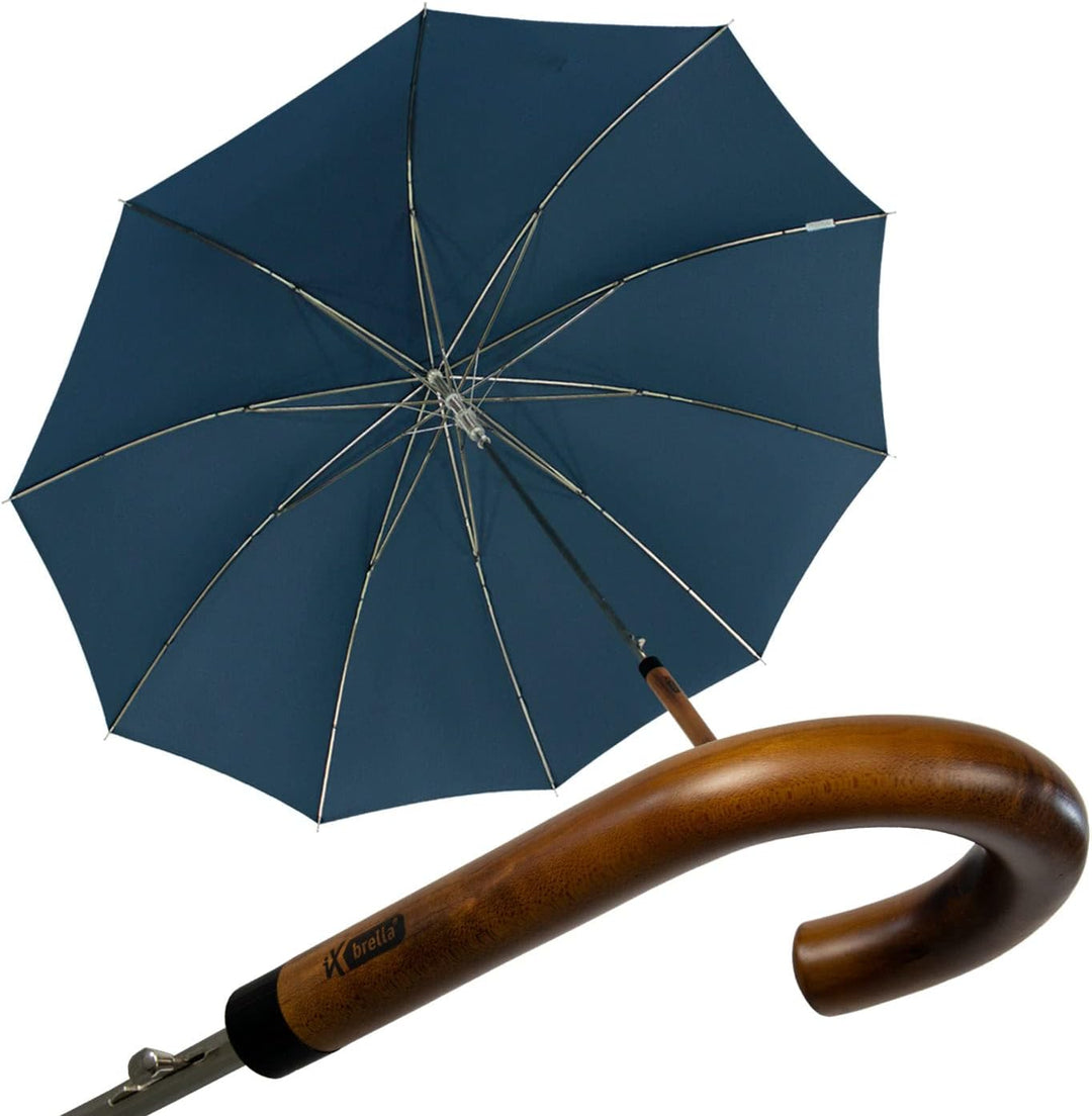 iX-brella Herren Stockschirm Automatik mit Echtholz-Rundhakengriff Dunkelblau insignia blue, insigni