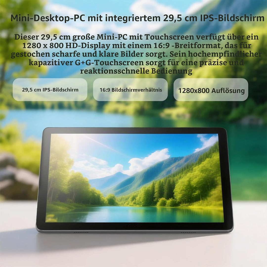 Mini Computer PC Mini Deko PC mit Touchscreen 11.6", Computer-mini Intel N5095 Win11 Pro 8GB RAM, 12