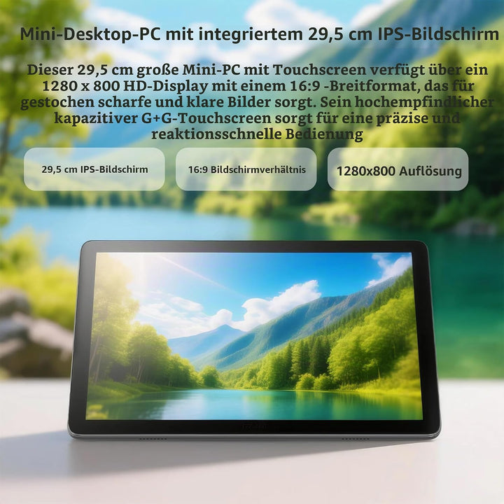 Mini Computer PC Mini Deko PC mit Touchscreen 11.6", Computer-mini Intel N5095 Win11 Pro 8GB RAM, 12