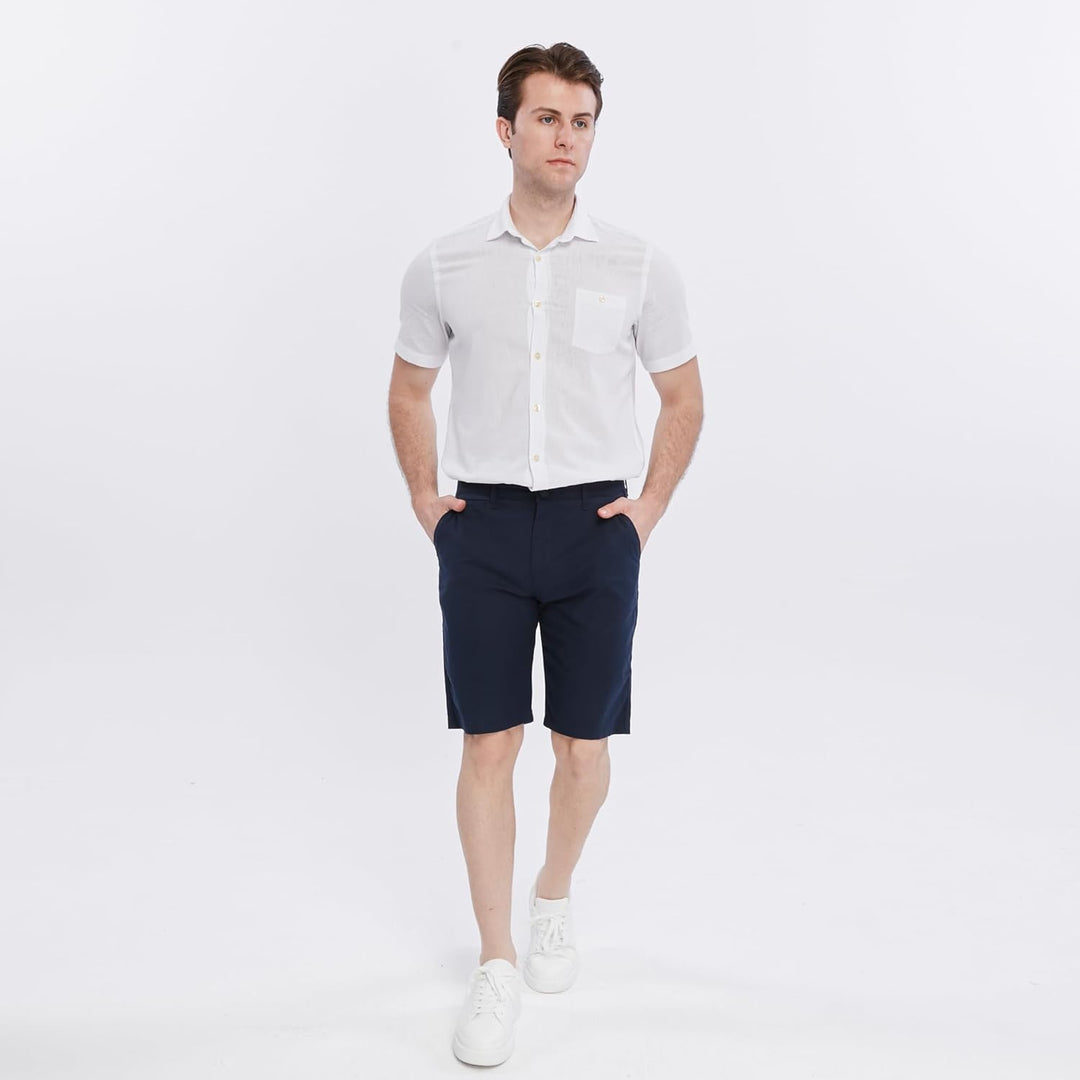 Xact Herren Leinen 23cm Tailored Chino Shorts, Regular Fit 42W Navy, 42W Navy