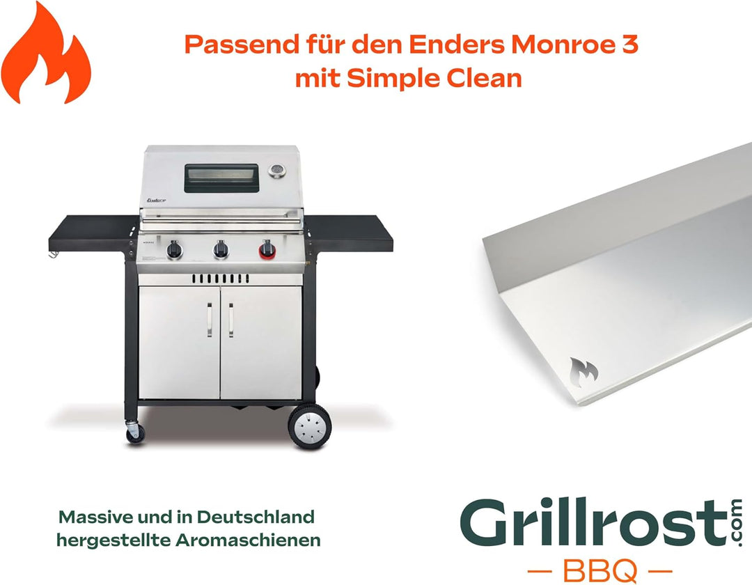 Grillrost.com Das Original Edelstahl Aromaschiene für Enders - Brennerabdeckung für Monroe 3 mit Sim