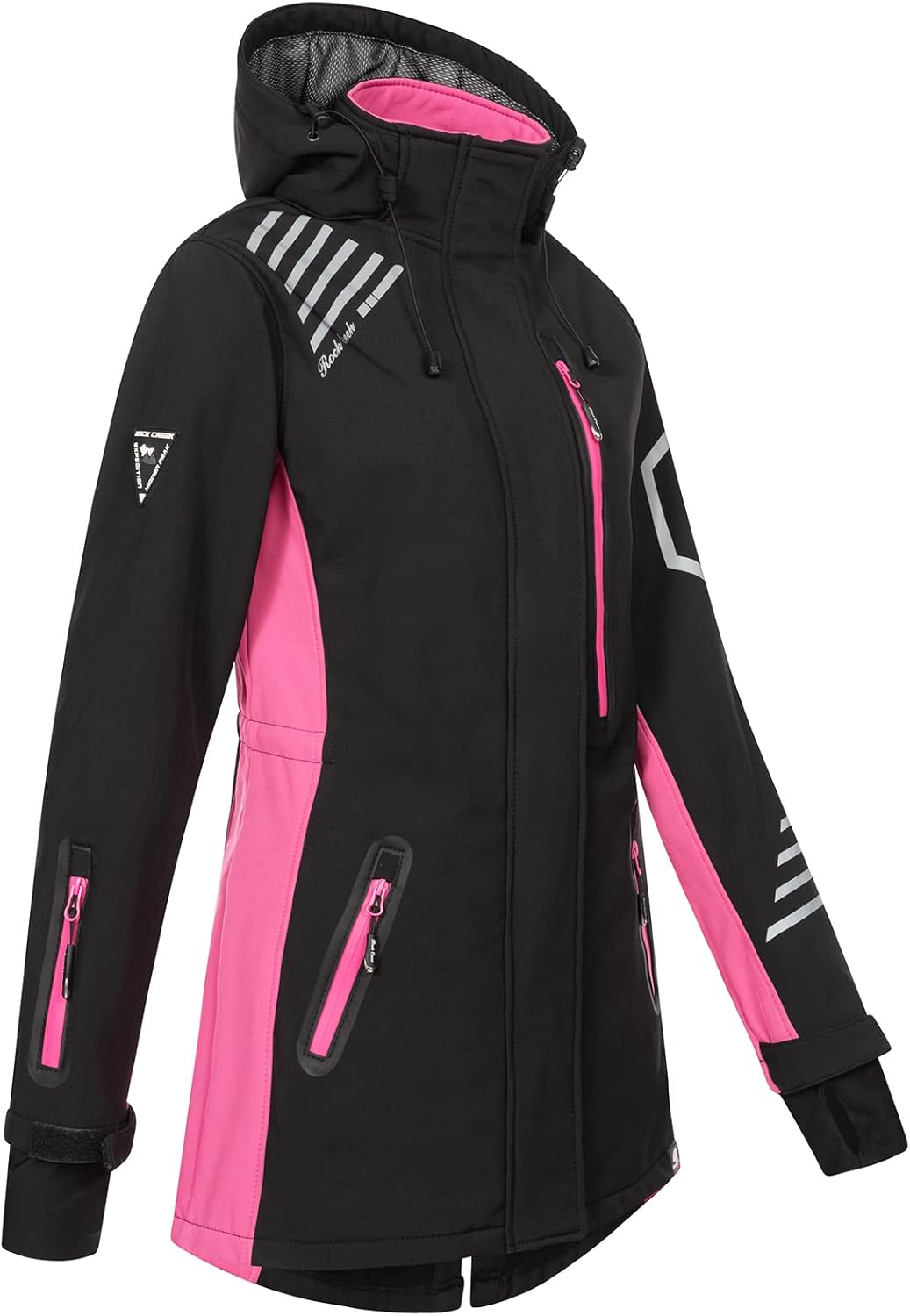 Rock Creek Damen Softshell Jacke Mantel D-491 XS Schwarz-Pink, XS Schwarz-Pink