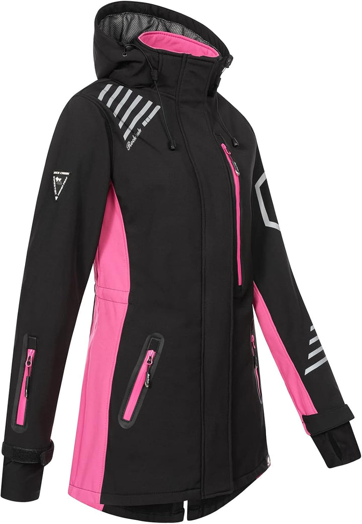 Rock Creek Damen Softshell Jacke Mantel D-491 XS Schwarz-Pink, XS Schwarz-Pink