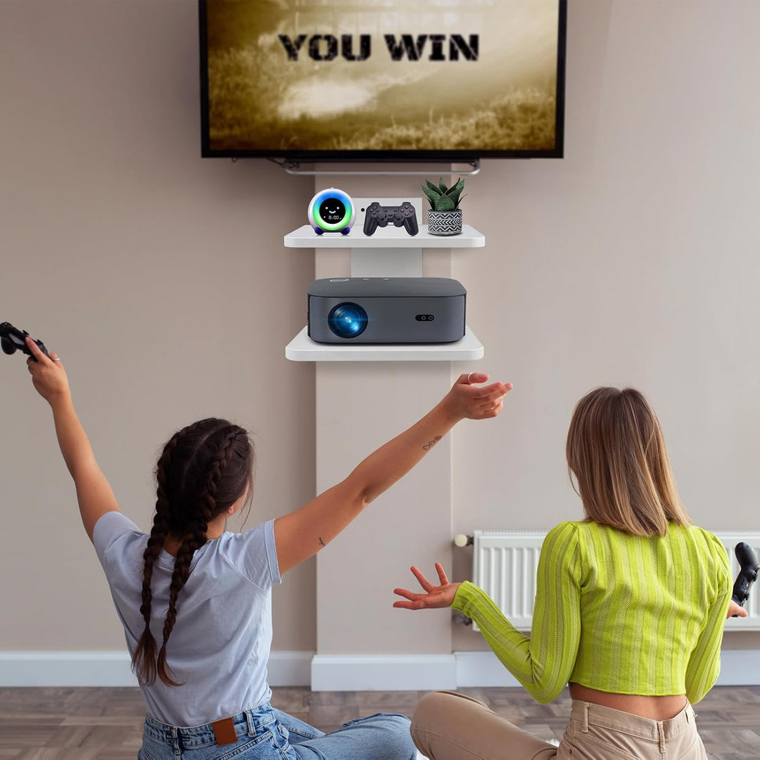 BiJun Floating TV Regal Schrank, Hi-Fi Regal Holz Möbel Rack TV-Einheit Wandmontage unter TV, Entert