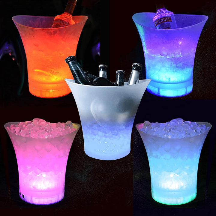 Smad 5 Stück Sektkübel, beleuchtet, LED-Eiskübel, mehrfarbig, für Champagner, Bier, Wein, Getränke,