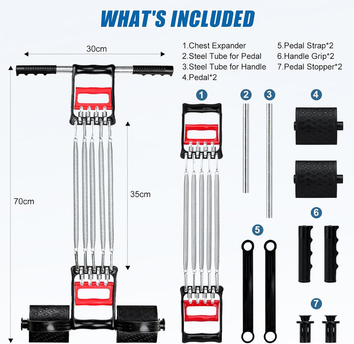 COVVY 3 in 1 Multifunktionale Sportgerät Bauchtrimmer + Handgreifer + Expander mit 5 Federn für Brus
