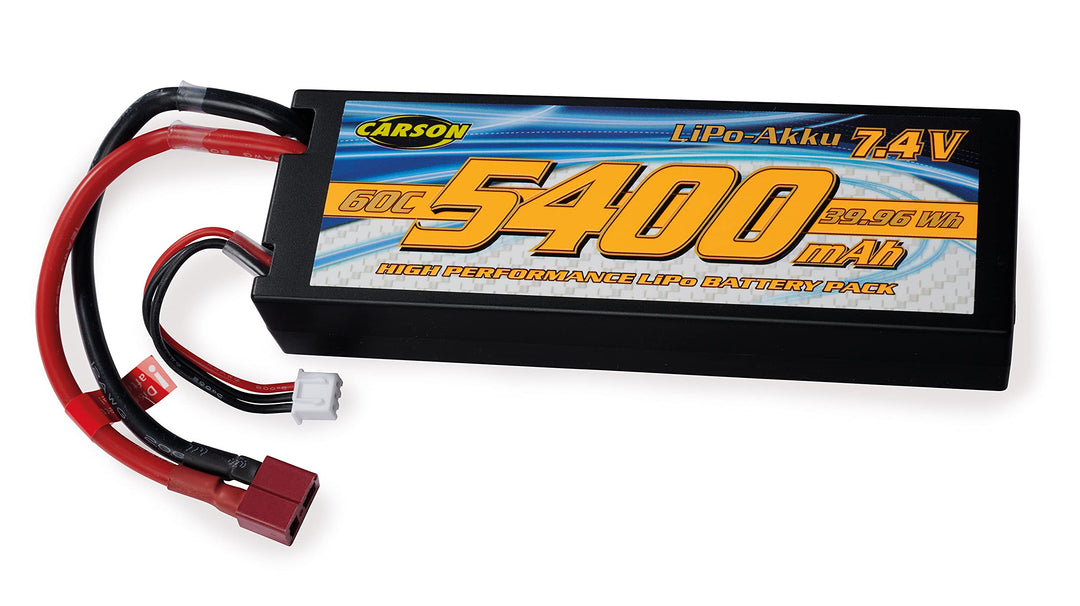 Carson 500608234-7,4V/5400mAh 60C LiPO Race Akku T-Pl. HC, wiederaufladbar, Anschlusskabel mit T-Plu