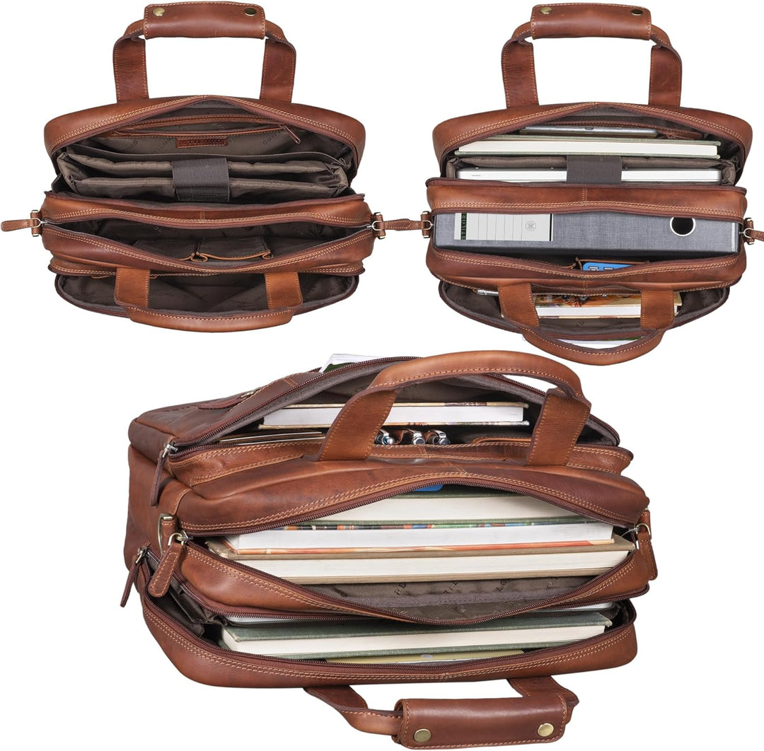 STILORD 'Experience' Vintage Lehrertasche Leder gross für Herren Damen XL Aktentasche Business Schul