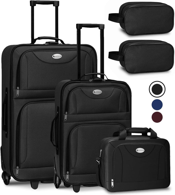 Juskys Trolley Reisekoffer Set 5 teilig - 60 Liter, 2 Rollen, Weichschale, wasserabweisend Stoff, le
