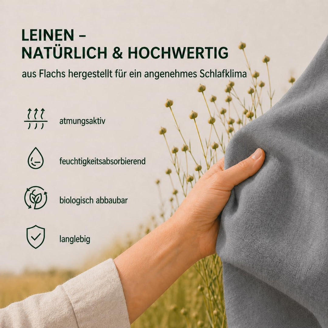 Blue Moon Leinenbettwäsche stone-washed 140x200+70x90cm, 2-tlg, sehr hochwertig, 100% Naturfaser Lei