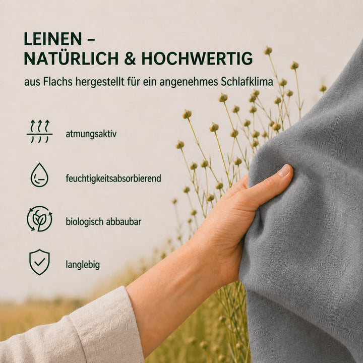 Blue Moon Leinenbettwäsche stone-washed 140x200+70x90cm, 2-tlg, sehr hochwertig, 100% Naturfaser Lei