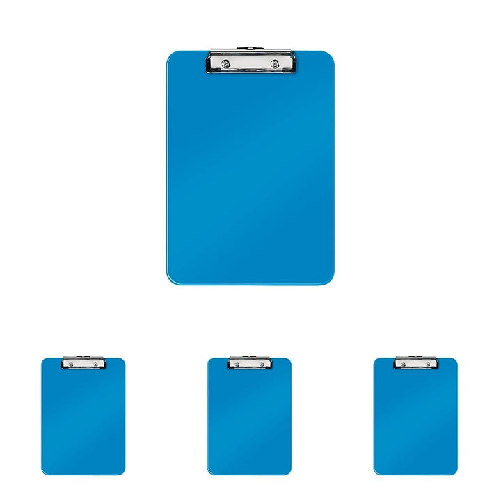 Leitz 39710036 Klemmbrett WOW, A4, PS, blau metallic (Packung mit 4)