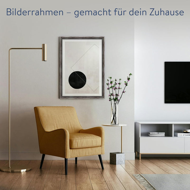 WANDStyle Bilderrahmen Antik 42x60cm DIN A2 I Farbe: Metall I Holzbilderrahmen I Fotorahmen I Barock