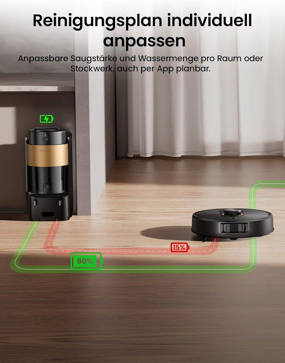 Proscenic Q20Plus Saugroboter mit Wischfunktion, 10000Pa 200min Staubsauger Roboter mit Beutellose E