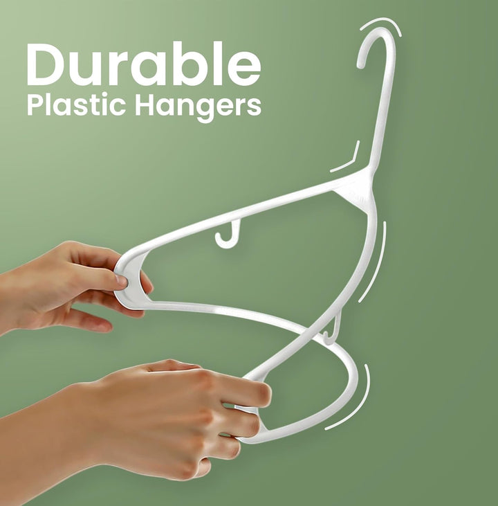 Utopia Home Kunststoff-Kleiderbügel 50er Pack mit Haken - Langlebige & platzsparende Weiss Hochleist