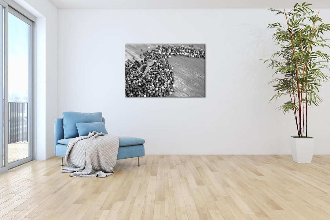 deyoli Bunte Pfefferkörner Format: 80x60 Effekt: Monocrome Blau als Leinwand, Motiv fertig gerahmt a