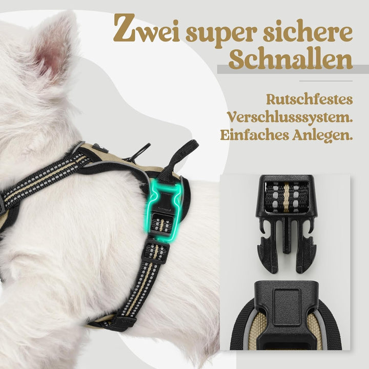 rabbitgoo Hundegeschirr Kleine Hunde, Anti Zug Geschirr mit Kontrolle, No Pull Verstellbar Hundegesc