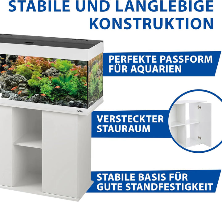 Ferplast Hydor Holz-Aquarienschrank STAND DUBAI 100 WHITE, Push-Pull-Türen, wasserabweisende Obersei