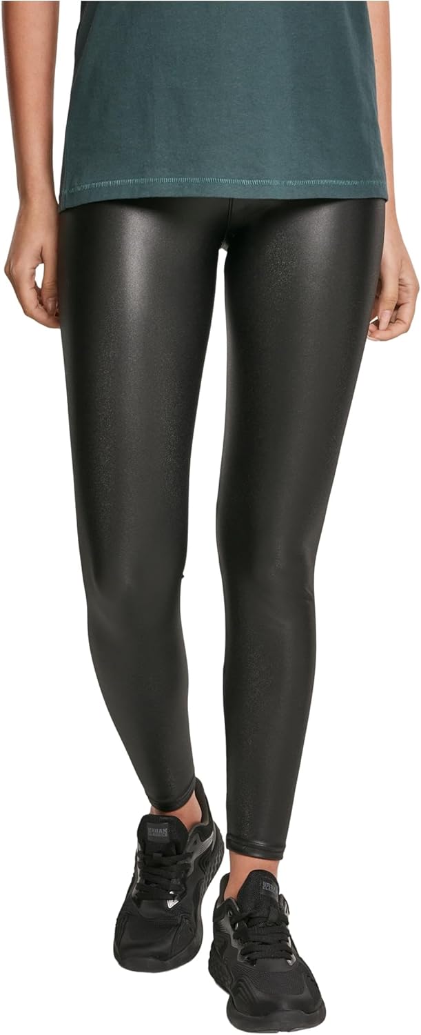 Urban Classics Damen Ladies Faux Leather High Waist Leggings 2-Pack S Black+black, S Black+black