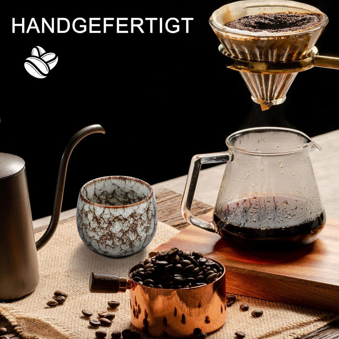5 Stück Espresso Tassen Set 130ml Espressotassen Steingut Keramik Becher Ohne Henkel Mokka Tassen Se