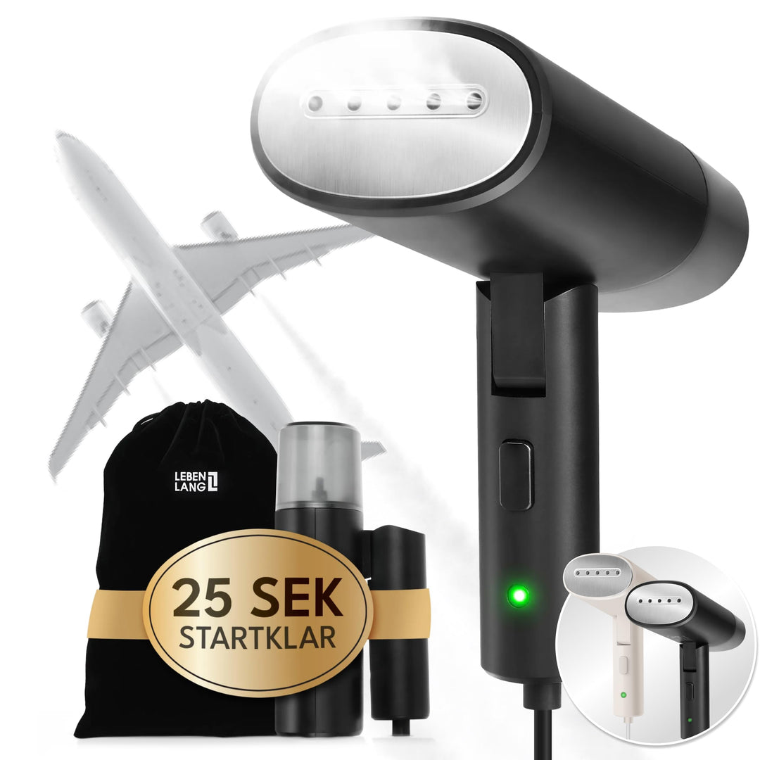 LEBENLANG Steamer Dampfglätter Reise - Kompakt Faltbar & Inkl. Reise Set I Steam Iron Dampfbürste Da