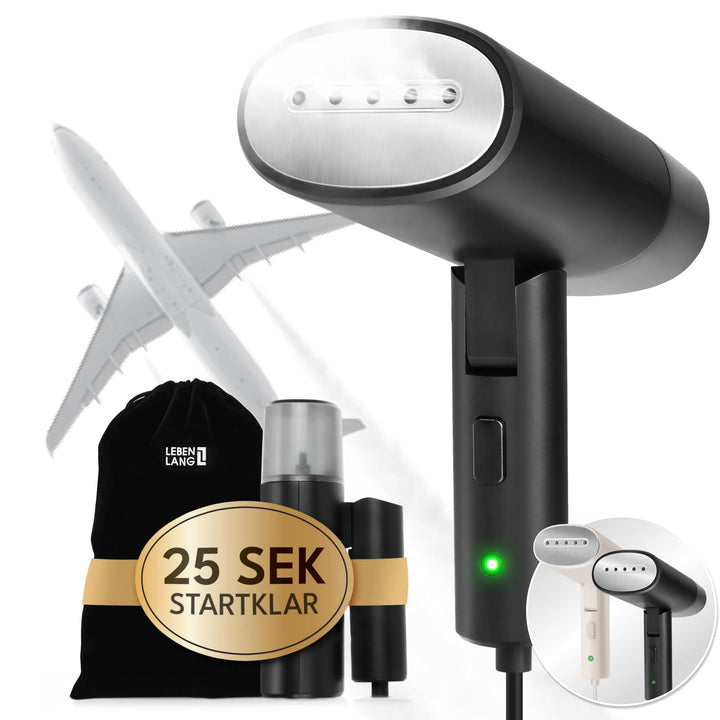 LEBENLANG Steamer Dampfglätter Reise - Kompakt Faltbar & Inkl. Reise Set I Steam Iron Dampfbürste Da