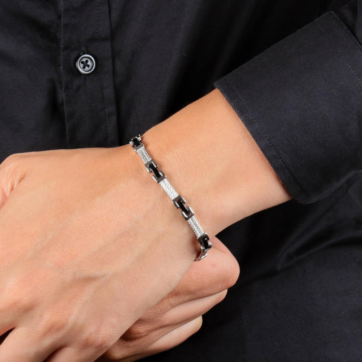 Morellato Herrenarmband, CROSS Kollektion, aus Edelstahl, Schwarz-PVD - SKR36, Schwarz