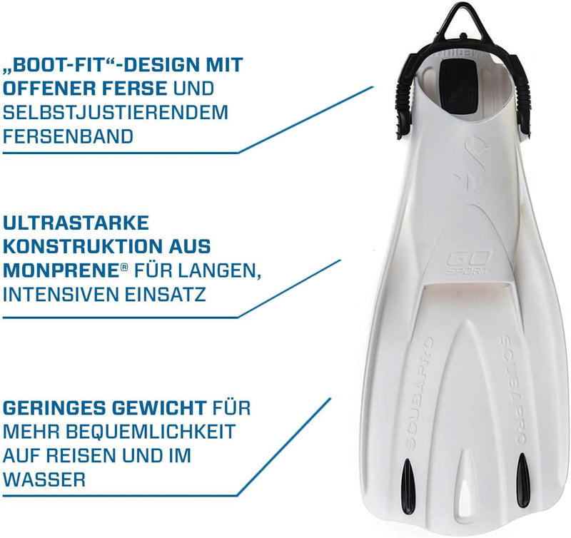 SCUBAPRO GO Sport Geräteflosse Fersenbandflosse weiss L, weiss L