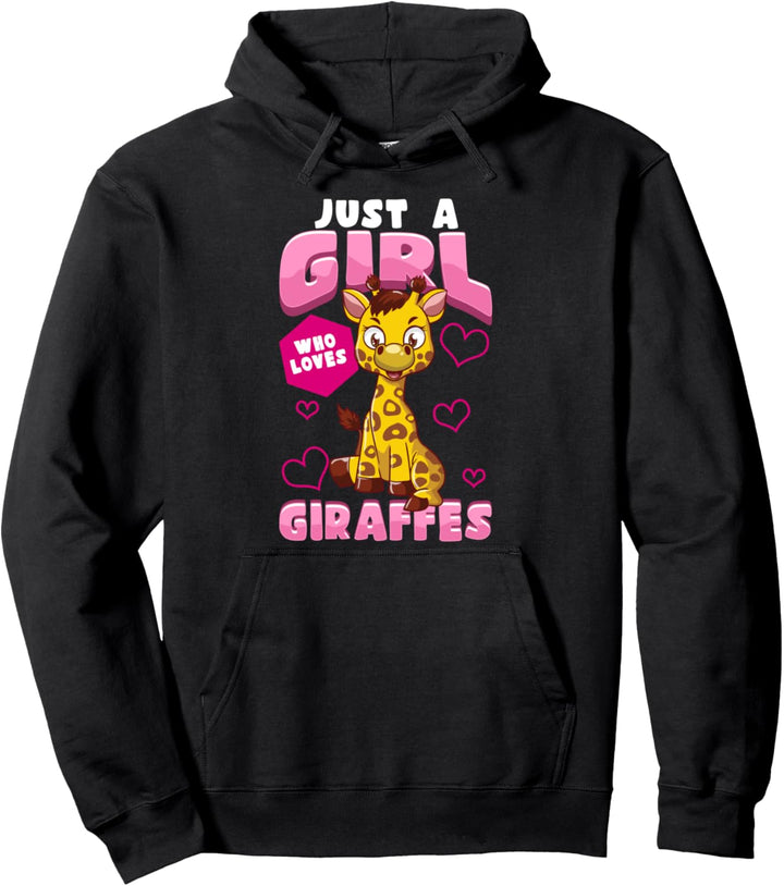 Cute & Funny Just A Girl Who Loves Giraffes Obsessed Pullover Hoodie