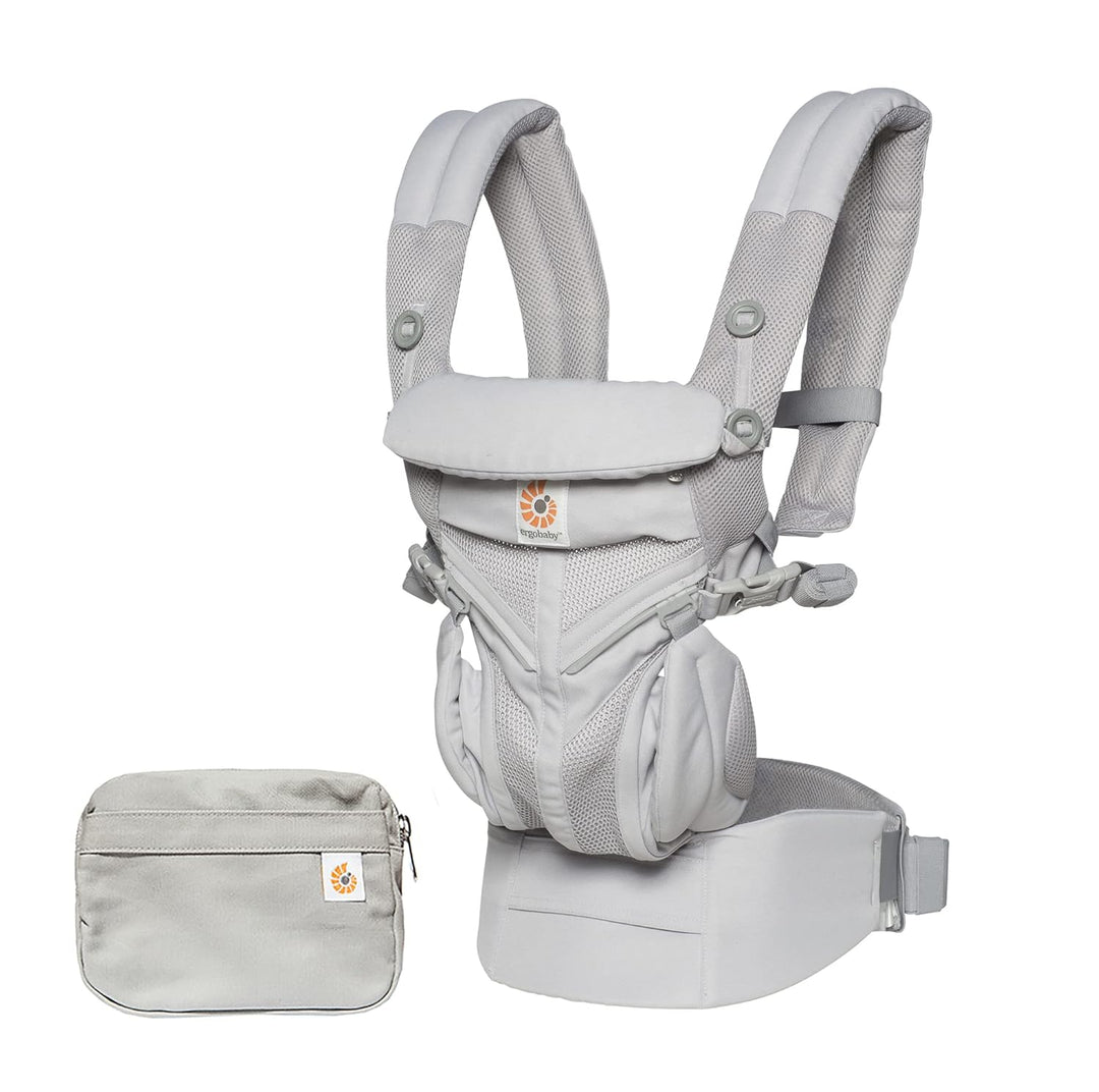 Ergobaby Bundle aus Omni 360 Cool Air Mesh 4-Positionen Babytrage, Pearl Grey + Schultergurtschoner