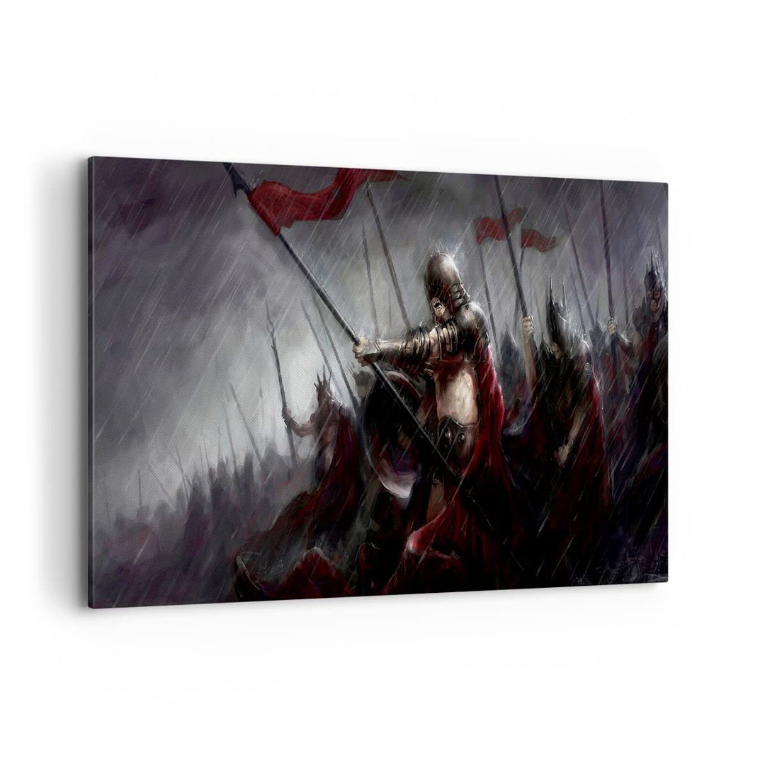 Bilder auf Leinwand 100x70cm Leinwandbild mit Rahmen ritter kampf feld Gross Wanddeko Bild Schlafzim