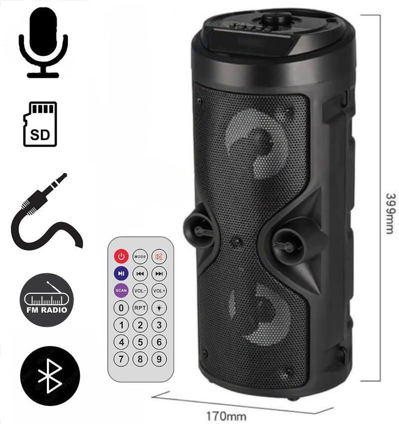 Bluetooth-Lautsprecher – tragbarer Lautsprecher mit Karaoke-Modus und Mikrofon, FM-Radio und USB- un