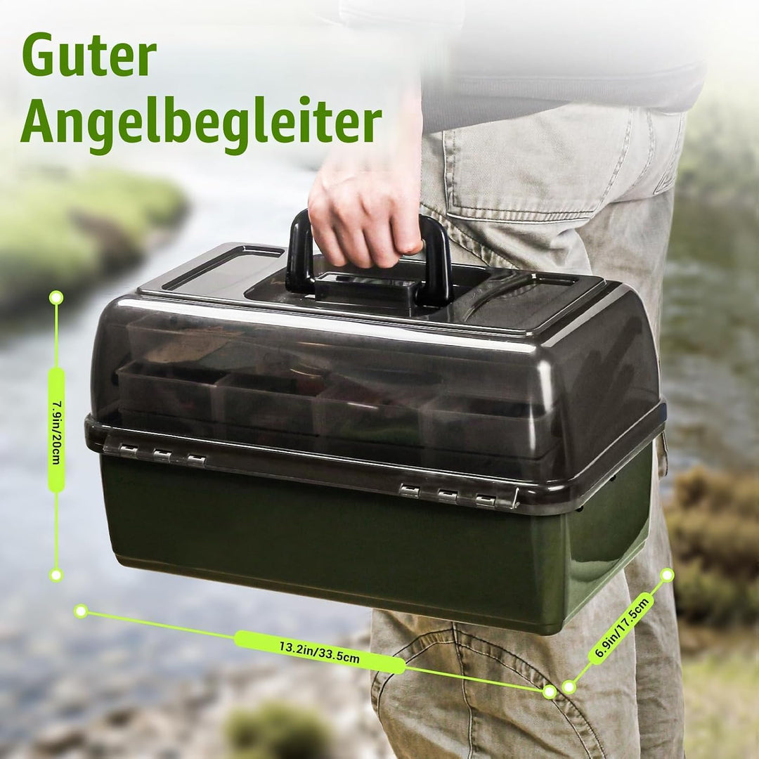 605-Stückiges 4-Regal Angelkoffer mit Zubehör, Premium-Angelset inklusive Angelköder-Set &amp; Angelhake