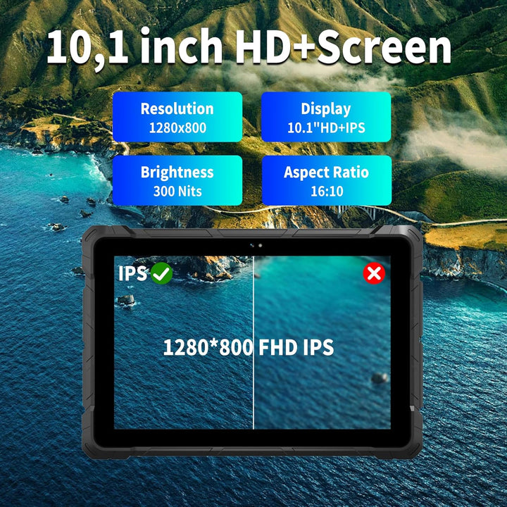 IP67 Rugged Tablet, Intel N150 (bis 3,6 GHz), 8GB LPDDR5 RAM 128GB ROM, 10.1 Zoll HD-Display, Window