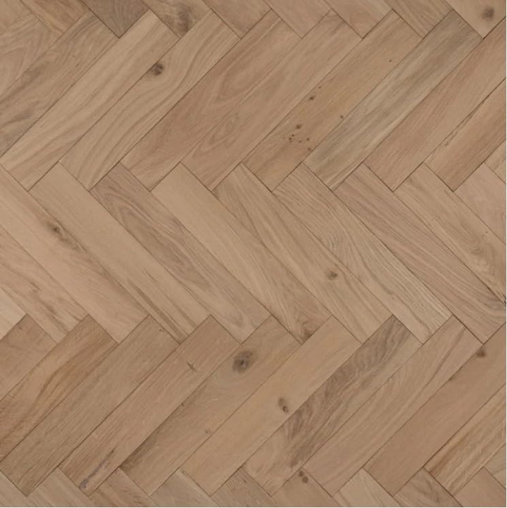 Eiche Parkett Fischgrät Naturbelassen, 14 mm x 125 mm × 600 mm, Nutzschicht 3 mm, hochwertiger Holzf
