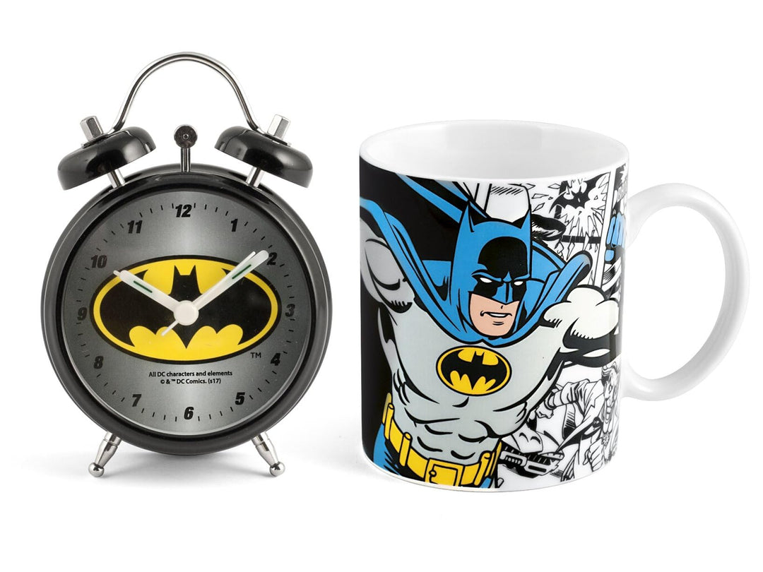 Home DC Comics Batman Set Tasse + Wecker, Porzellan + Metall, cc 360, Schwarz Becher+Wecker Uhr, Bec