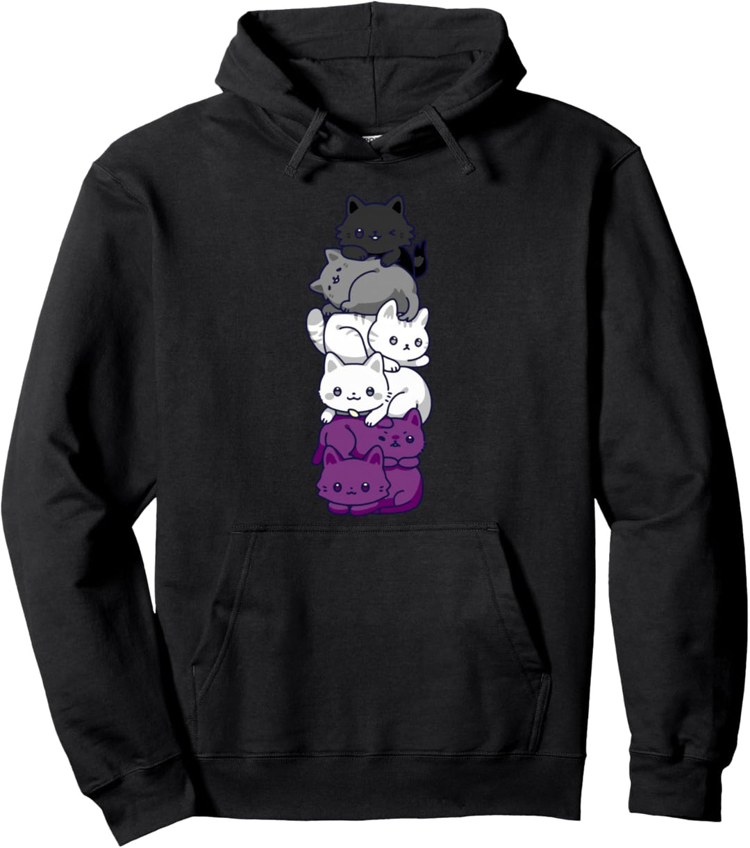 Asexual Pride Cat LGBT Flagge Kawaii Nette Katzen Haufen Pullover Hoodie