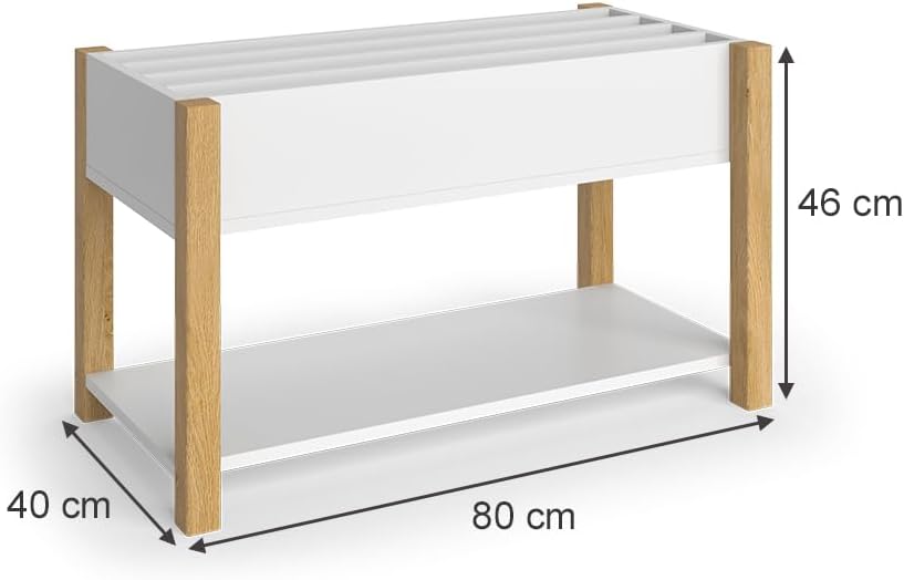 Kinderregal Malia, Weiss, 80 x 46 cm, zur Aufbewahrung von Spielzeug und Büchern freistehend, Weiss