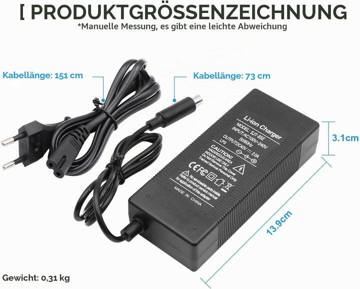 Yungeln Ladegeräte für 36V E-Scooter, 42V 2A AC Netzteil Scooter Adapter Ladegerät für Xiaomi 1S M36