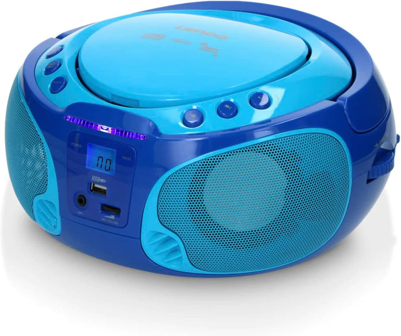 Lenco SCD-650 - tragbares CD-Radio - Kinder-Boombox - USB & Mikrofon - 6 Watt Boombox - USB Playback