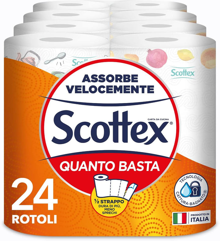 Scottex Quanto Basta Küchenpapier mit Halbreissoption, 1er Pack (1 x 24 Rolle)