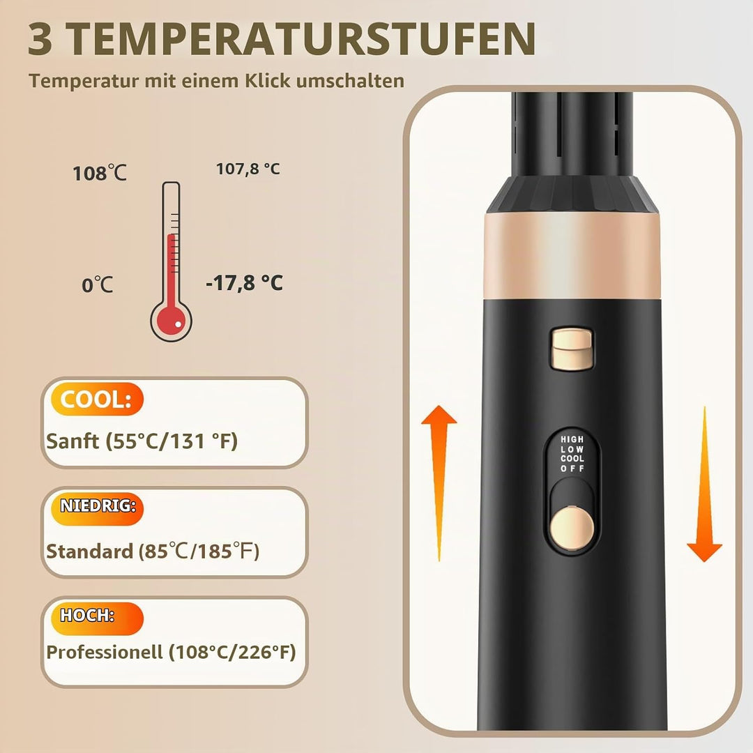 Sendowtek Haarstyler 6 in 1, Airstyler Set 950W Multi Haarstyling Geräte mit 3 Temp Lockenstab Warml