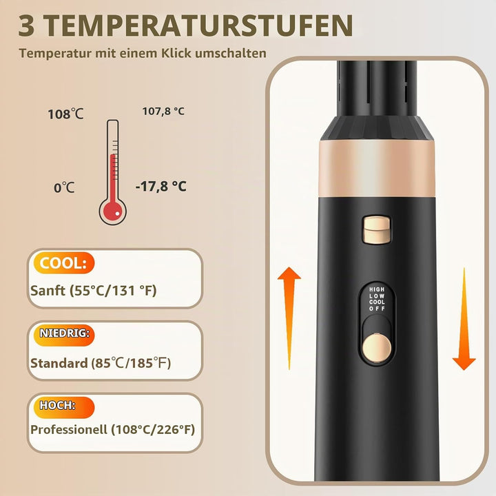 Sendowtek Haarstyler 6 in 1, Airstyler Set 950W Multi Haarstyling Geräte mit 3 Temp Lockenstab Warml