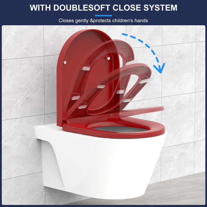 YEAUPE PRO Toilettendeckel mit Absenkautomatik D-Form [KURZ],WC Sitz mit Puller Lid,Toilettensitz mi