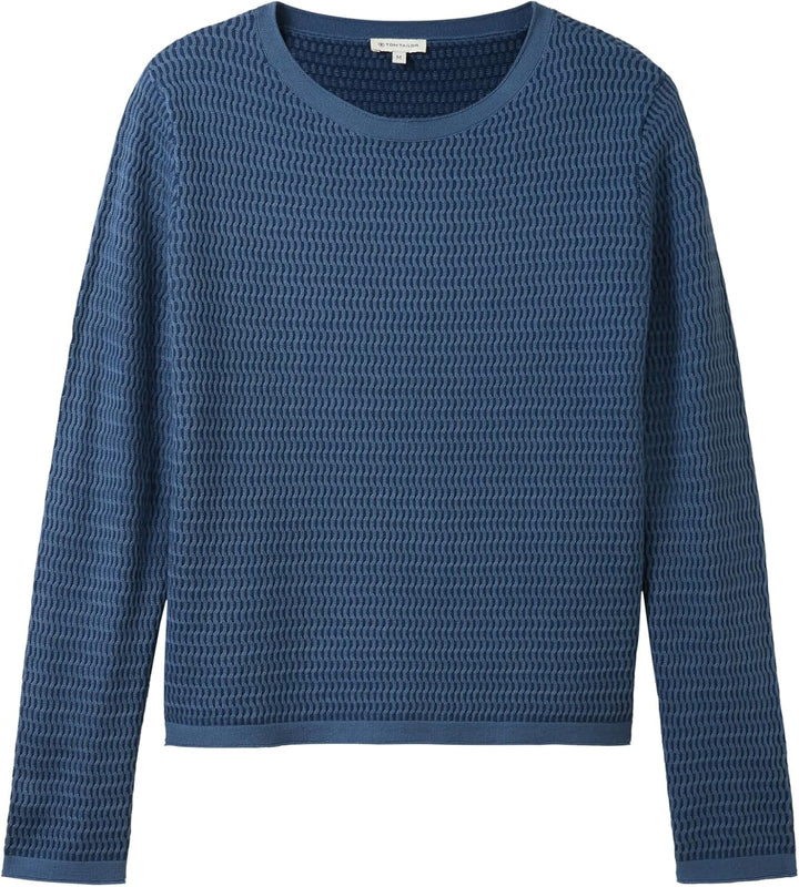 TOM TAILOR Damen Pullover, 34420 - Blue Blue Structure