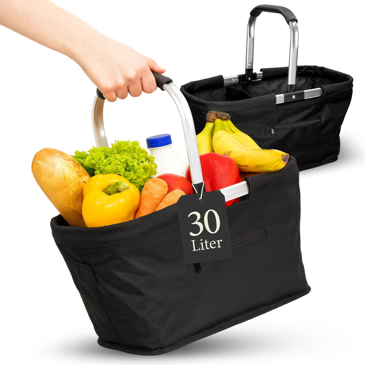 Carryking Einkaufskorb faltbar 'Vigo' 30 L - Lunchtasche black mit viel Stauraum - Robuster Picknick