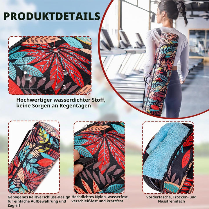 Aucuu Yogatasche, Yogamatte Tasche, Sporttasche Damen mit Nassfach &amp; Flaschentasche, Verstellbarer S