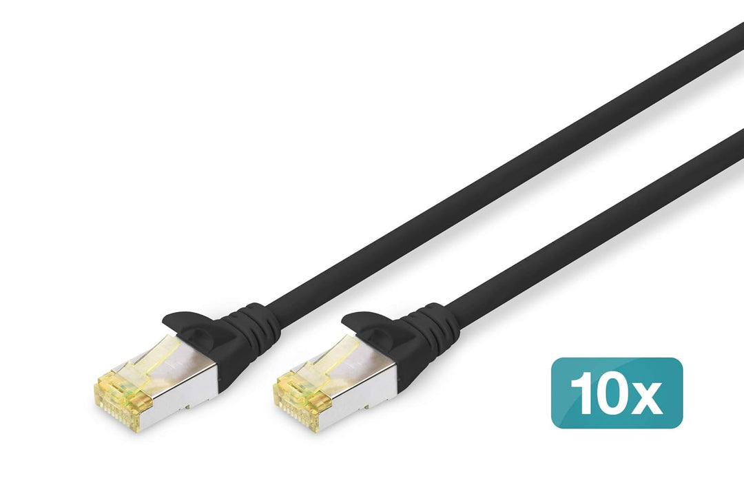 DIGITUS LAN Kabel Cat 6A - 1m - 10 Stück - RJ45 Netzwerkkabel - S/FTP Geschirmt - Kompatibel zu Cat-